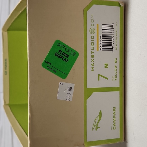 Max Studio  Yellow/Green Leather Strap Design Heel Sandals 2.5" Heel Sz. 7M - Picture 10 of 10